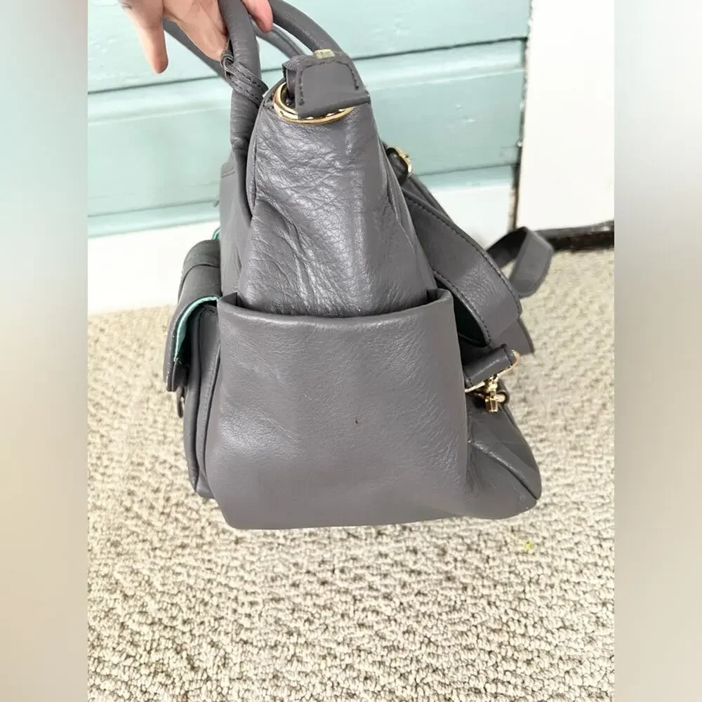 Lily Jade Elizabeth diaper bag grey leather convertible backpack crossbody baby